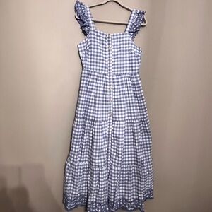 Shabby Chic New gingham midi dress smocked tiered ruffled Womens size 8 cottage